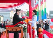 Upacara Penurunan Bendera Merah Putih dalam Rangka HUT RI ke-80 Berlangsung Khidmat di Lampung