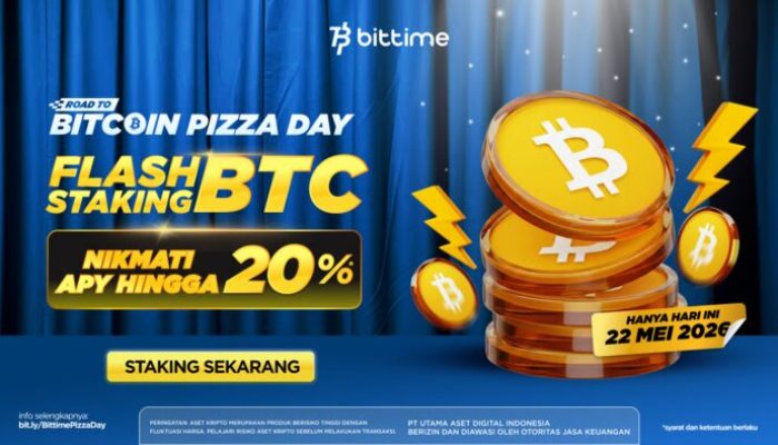 Bittime Hadirkan Flash Staking dengan APY Hingga 20%, Rayakan Bitcoin Pizza Day